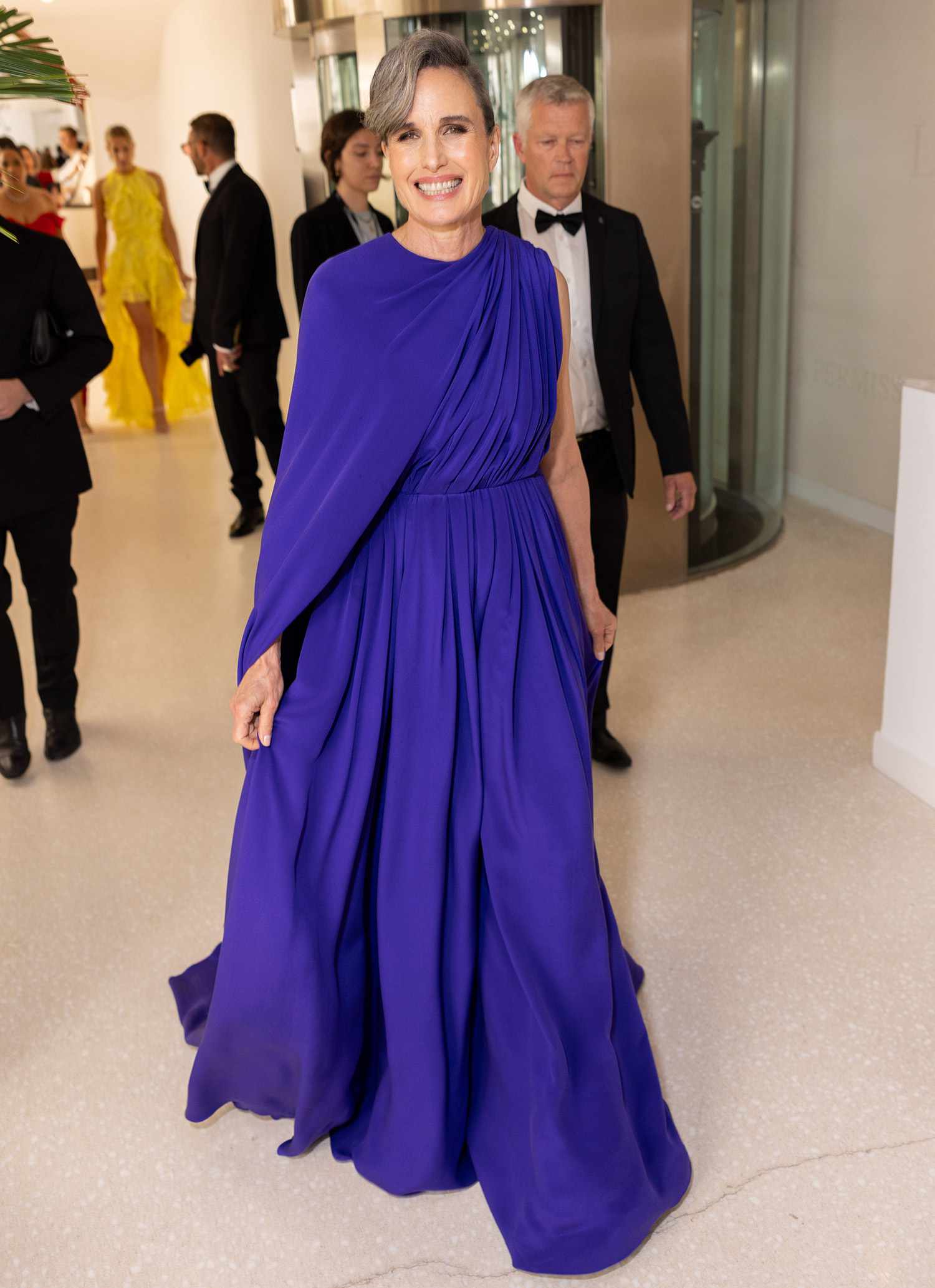 Andie MacDowell is seen at the Hotel Martinez during the 77th Cannes Film Festival