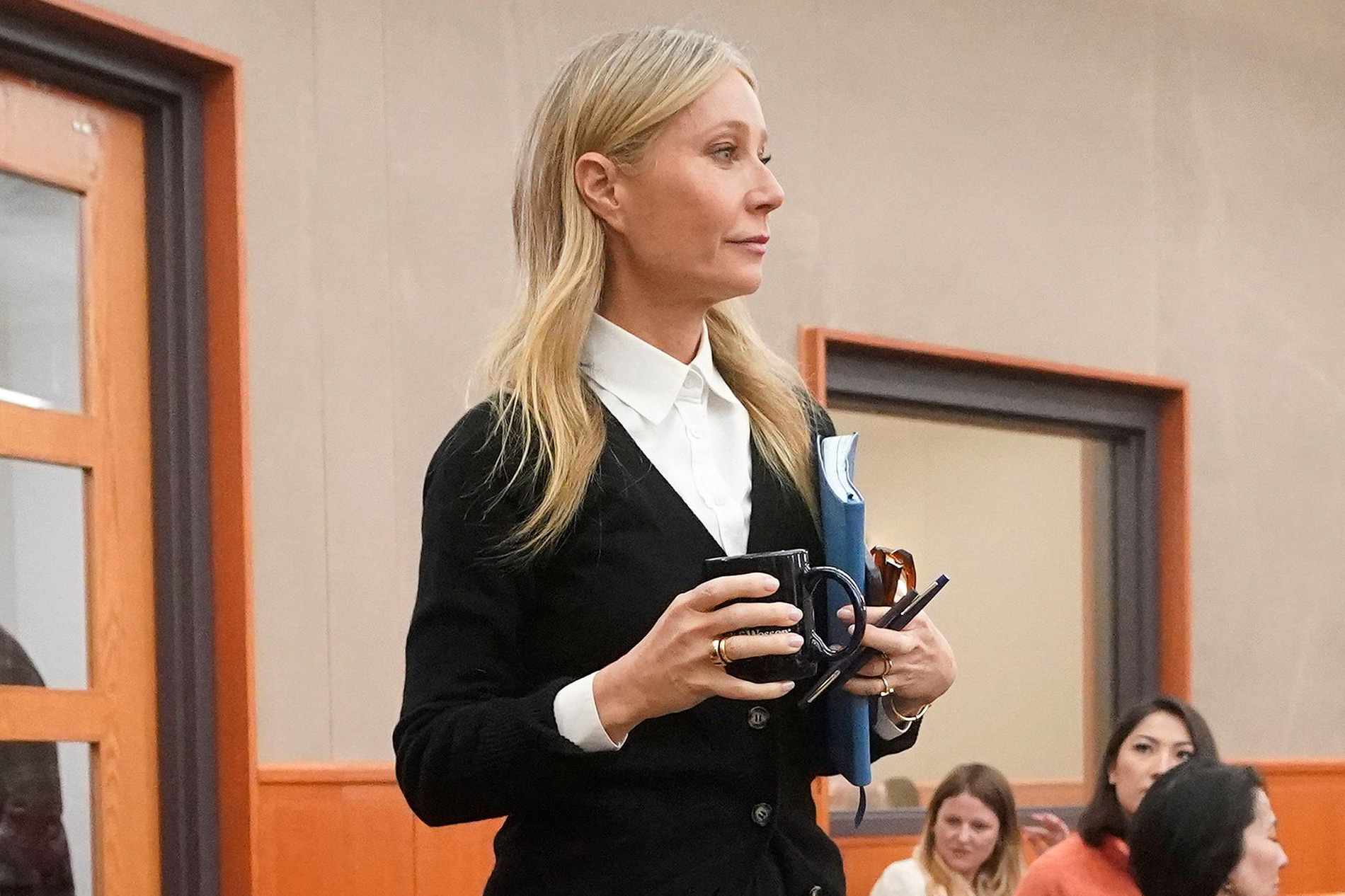 Gwyneth Paltrow enters the courtroom for her trial, in Park City, Utah. The man suing Gwyneth Paltrow over a 2016 skiing collision at one of the most upscale resorts in North America took the stand Monday, saying he was rammed into from behind and sent "absolutely flying Gwyneth Paltrow Skiing Lawsuit, Park City, United States - 27 Mar 2023