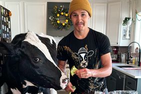 Elias Herrera and Bruce the cow
