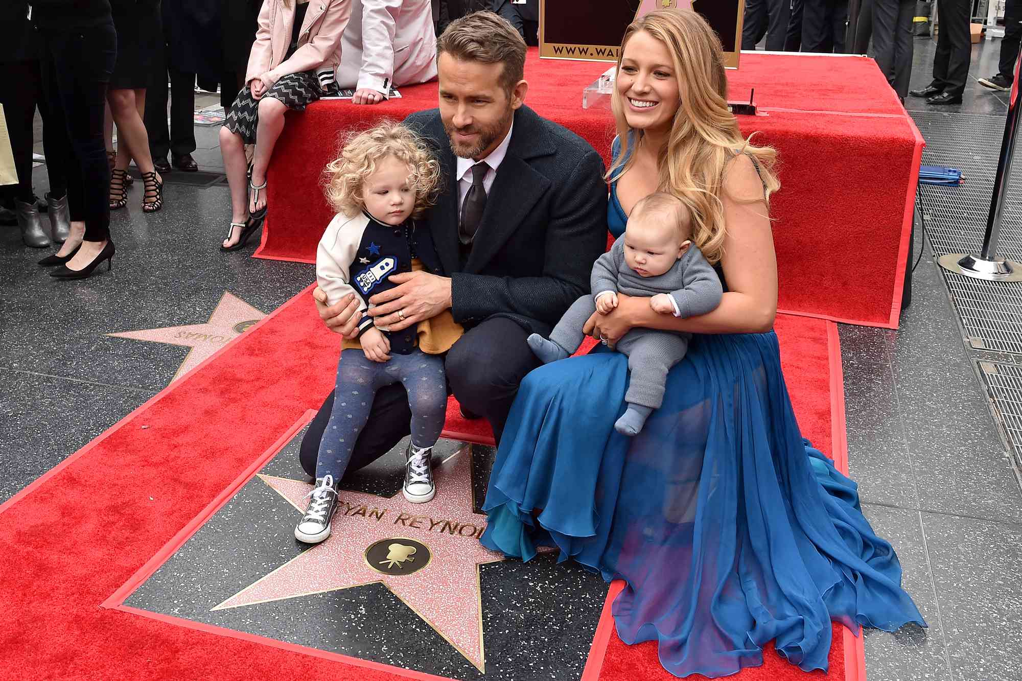 Actors Ryan Reynolds and Blake Lively with daughters James Reynolds and Ines Reynolds attend the ceremony honoring Ryan Reynolds with a Star on the Hollywood Walk of Fame on December 15, 2016 in Hollywood, California. 