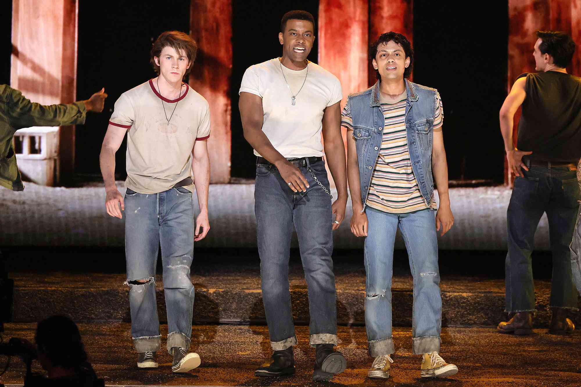 Brody Grant, Joshua Boone and Sky Lakota-Lynch of "The Outsiders" perform