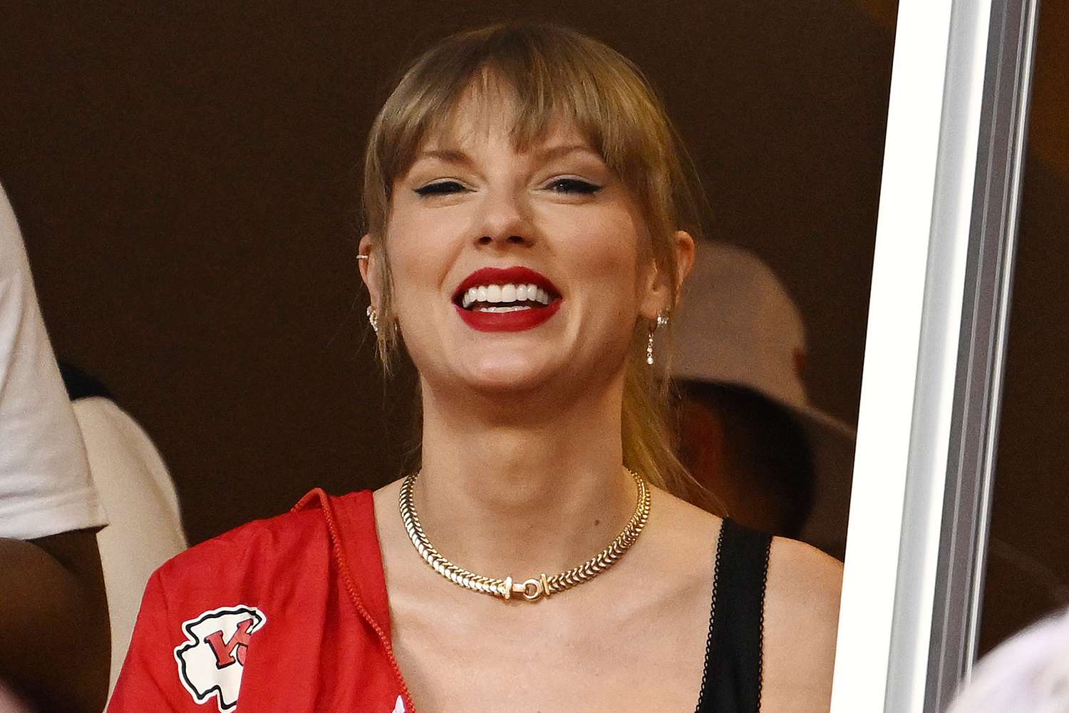 Taylor Swift gets ready to watched the game at GEHA Field at Arrowhead Stadium 