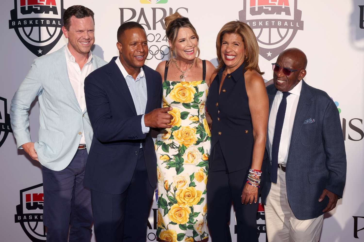 Willie Geist, Craig Melvin, Savannah Guthrie, Hoda Kotb and Al Roker A Celebration of Olympic Basketball, Palais Brongniart, Paris 2024 Olympic Games, France