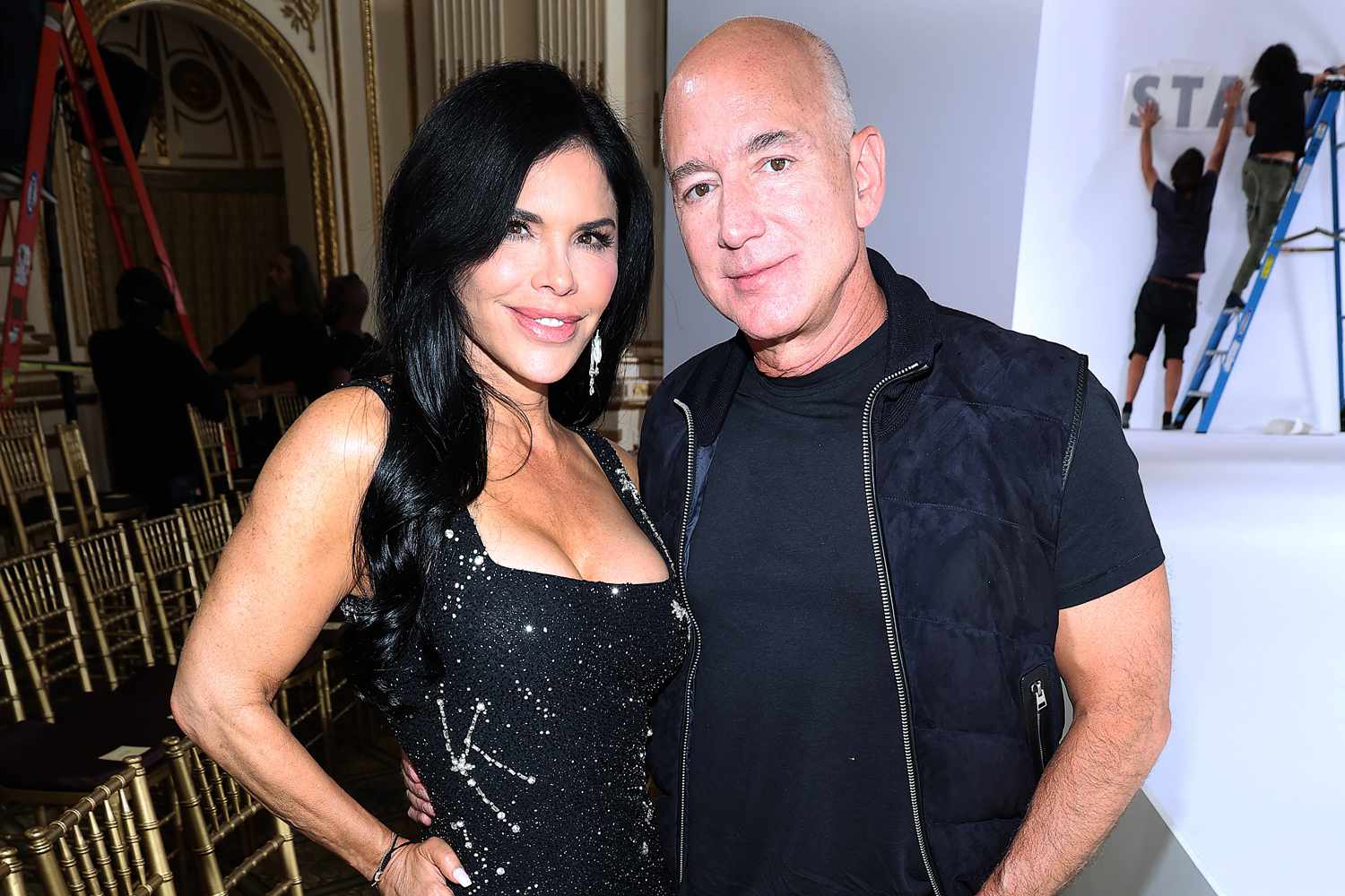  Lauren SÃÂ¡nchez and Jeff Bezos attend the Staud fashion show during New York Fashion Week at The Plaza Hotel on September 10, 2023 in New York City.