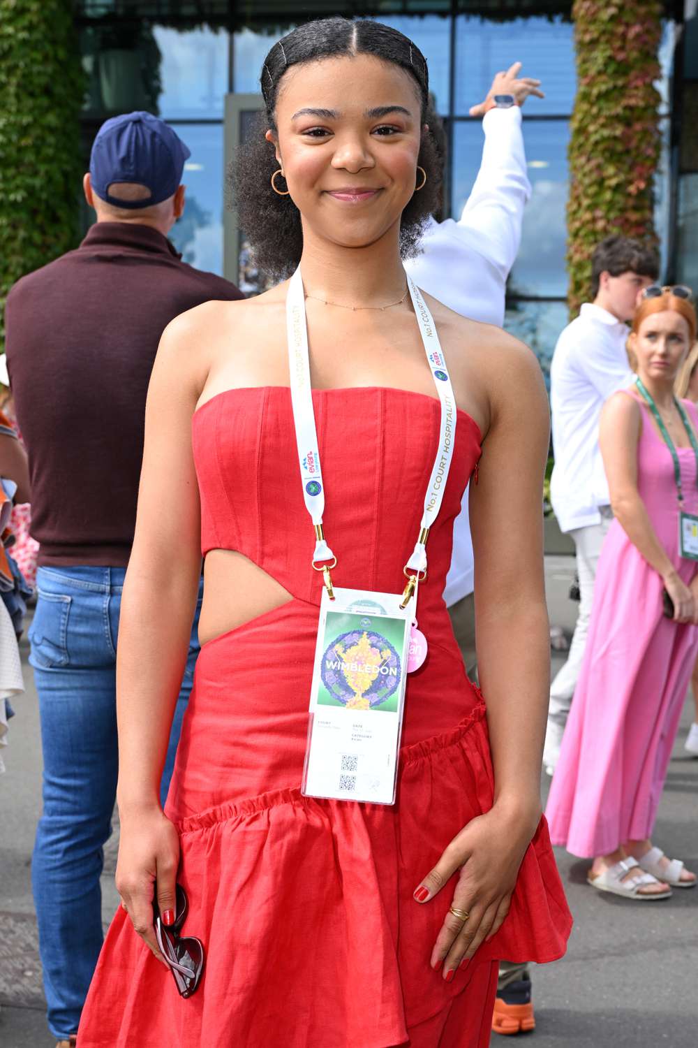 India Amarteifio attends day eleven of the Wimbledon Tennis Championships at the All England Lawn Tennis and Croquet Club on July 11, 2024 in London, England