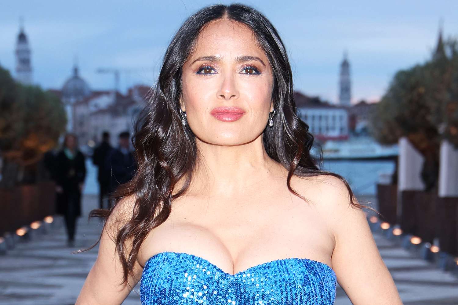 Salma Hayek attends the "Fondazione Cini, Isola Di San Giorgio" Photocall during the 60th Biennale Art 2024 at Fondazione Cini on April 17, 2024 in Venice, Italy.