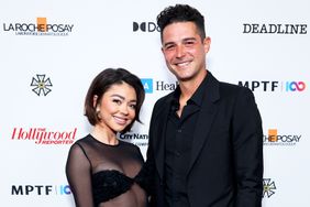 Sarah Hyland and Wells Adams attend MPTF's 22nd Annual Night Before at Fox Studio Lot on March 09, 2024 in Los Angeles, California.