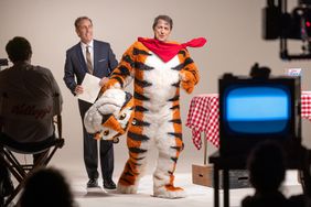 UNFROSTED - BTS - (L to R) Director Jerry Seinfeld and Hugh Grant as Thurl on the set of Unfrosted