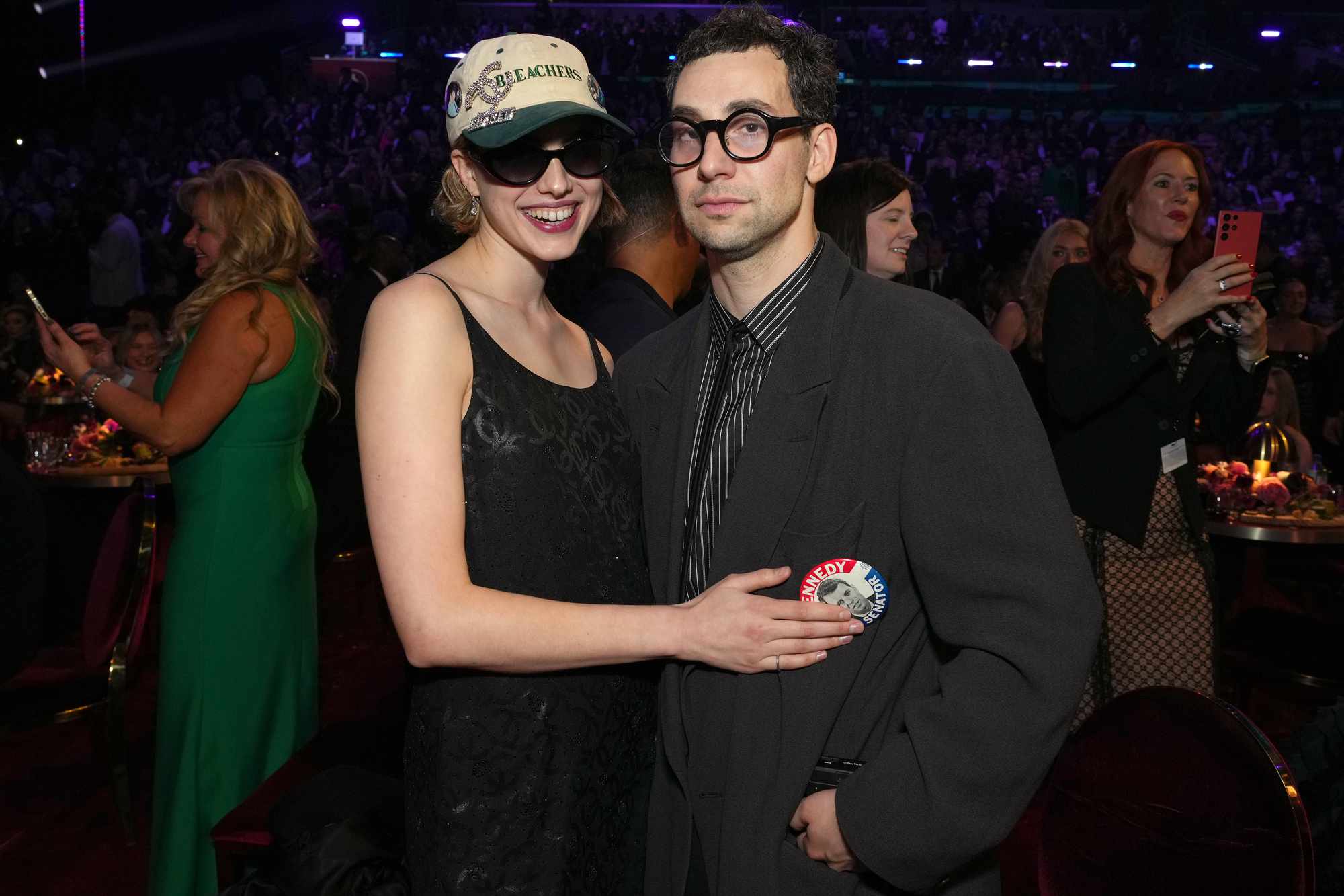 Margaret Qualley and Jack Antonoff attend the 65th GRAMMY Awards at Crypto.com Arena on February 05, 2023 in Los Angeles, California.