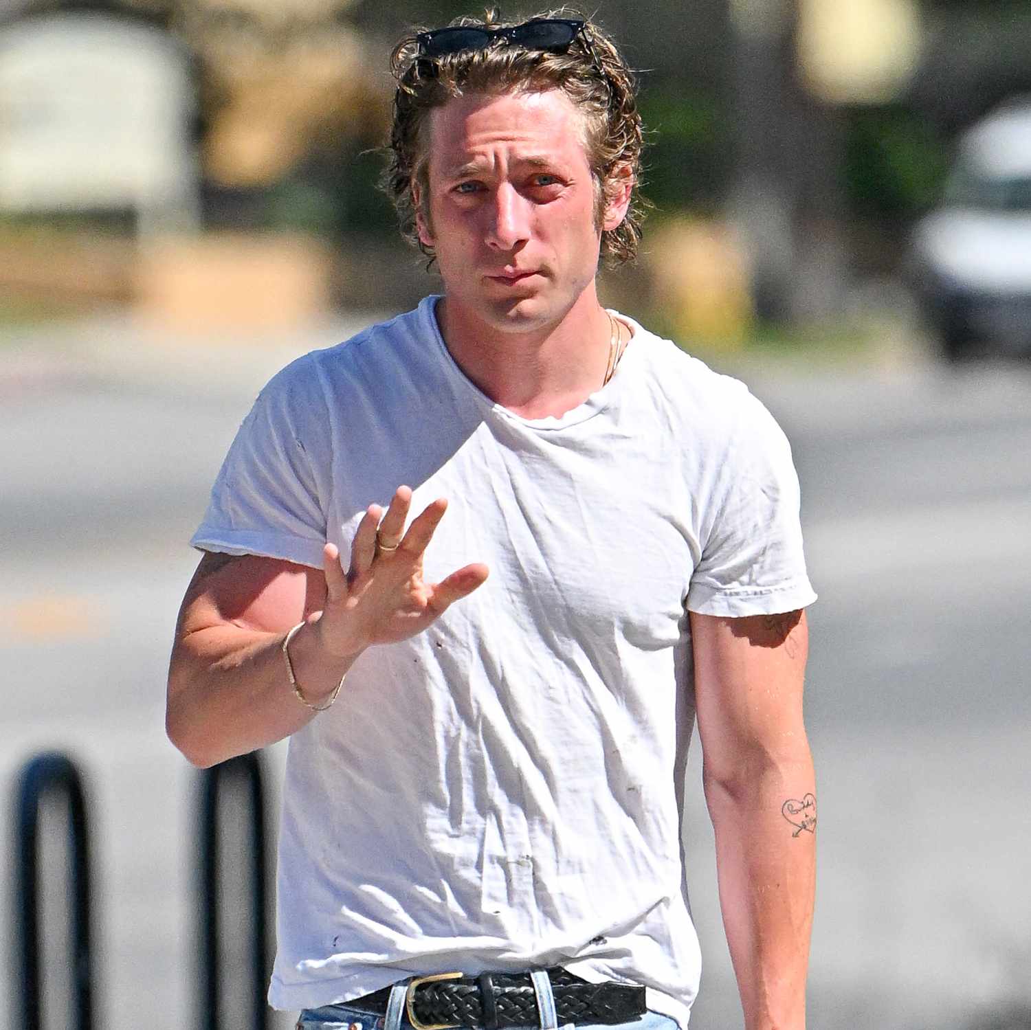 Jeremy Allen White is seen walking to Joan's on Third on June 26, 2024 in Los Angeles, California.