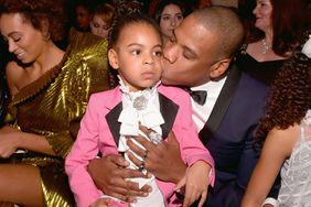 Singer Solange Knowles, Blue Ivy Carter, hip hop artist Jay-Z and Guest during The 59th GRAMMY Awards at STAPLES Center on February 12, 2017 in Los Angeles, California.