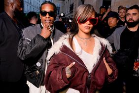 A$AP Rocky and Rihanna at the AWGE fashion show during Paris Fashion Week Menswear Spring/Summer 2025