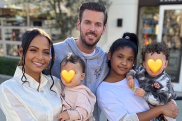 Christina Milian with Matt Pokora and kids Violet, Isaiah, and Kenna.