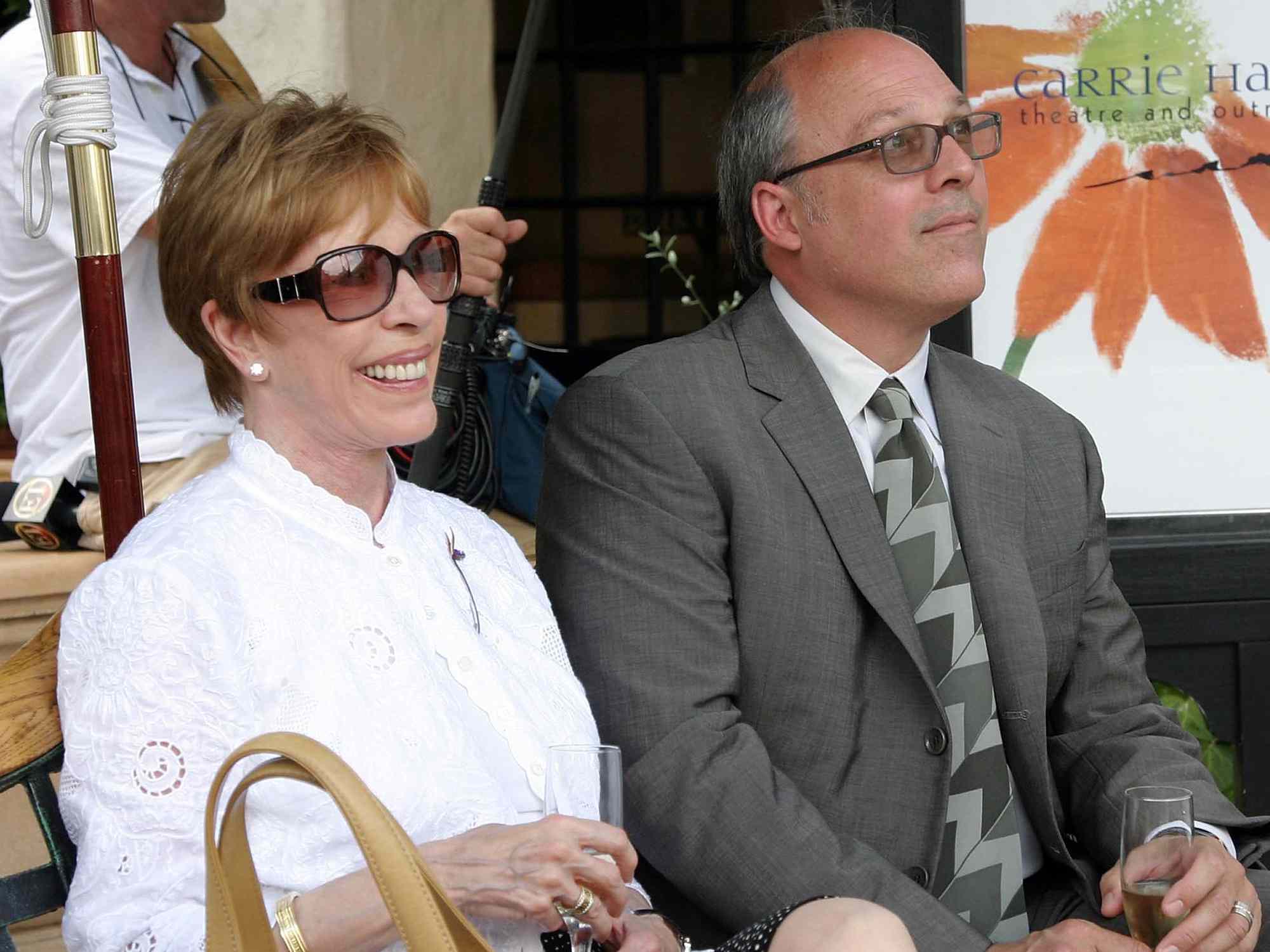 Carol Burnett and her husband Brian Miller attend the dedication ceremony for the Carrie Hamilton Theatre, formerly the Balcony Theatre, at the Pasadena Playhouse July 17, 2006 in Pasadena, California