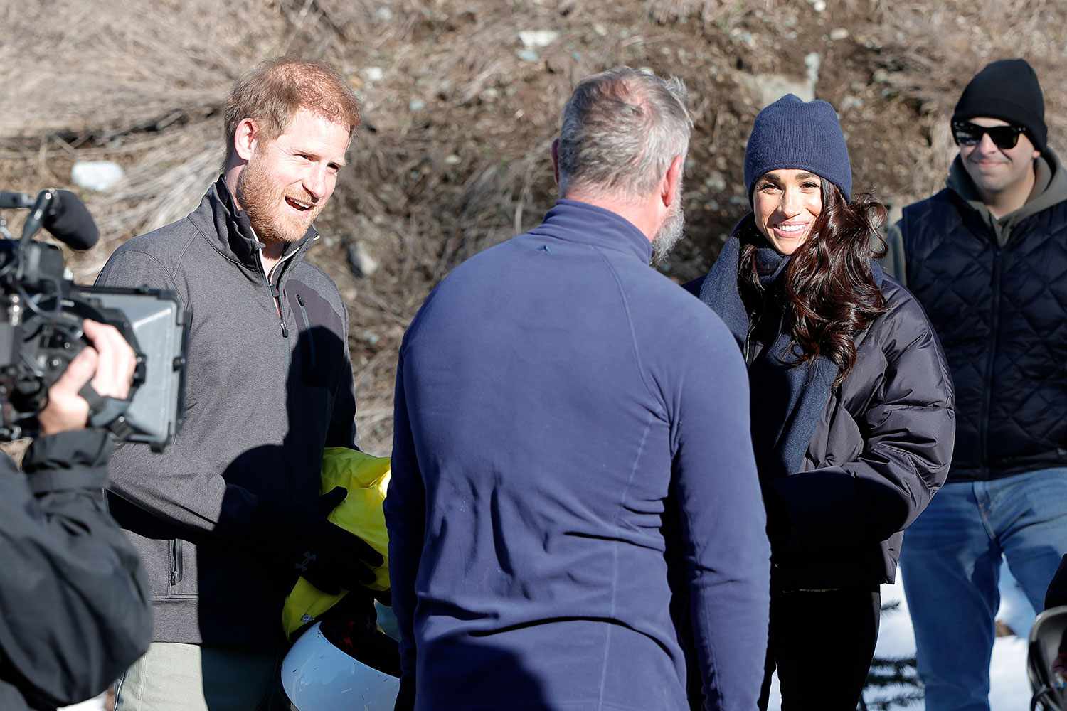WHISTLER, BRITISH COLUMBIA - FEBRUARY 15: (L-R) Prince Harry, Duke of Sussex and Meghan, Duchess of Sussex attend Invictus Games Vancouver Whistlers 2025's One Year To Go Winter Training Camp on February 15, 2024 in Whistler, British Columbia.