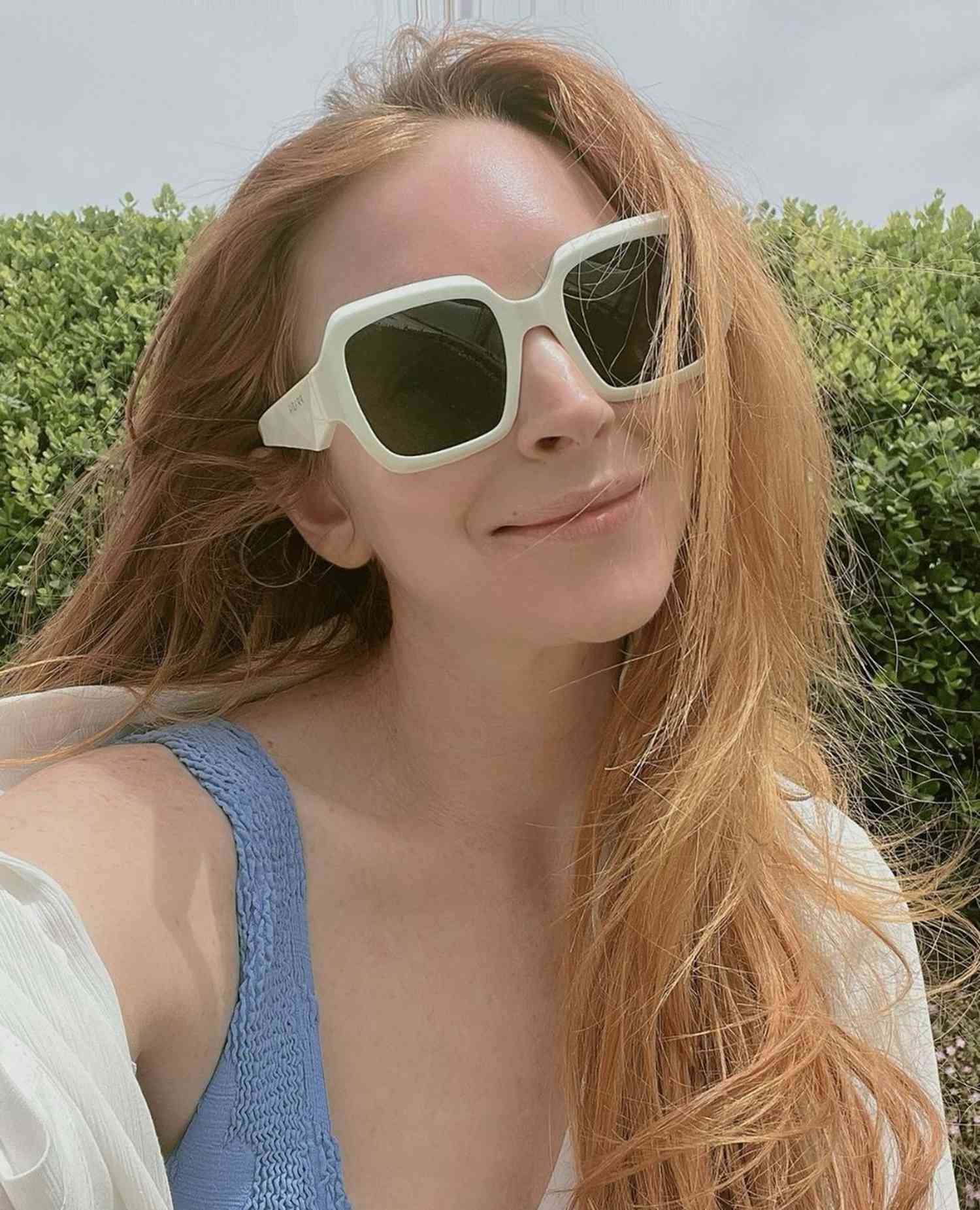 Lindsay Lohan Rocks a Colorful Swimsuit During Lavish Mykonos Vacation