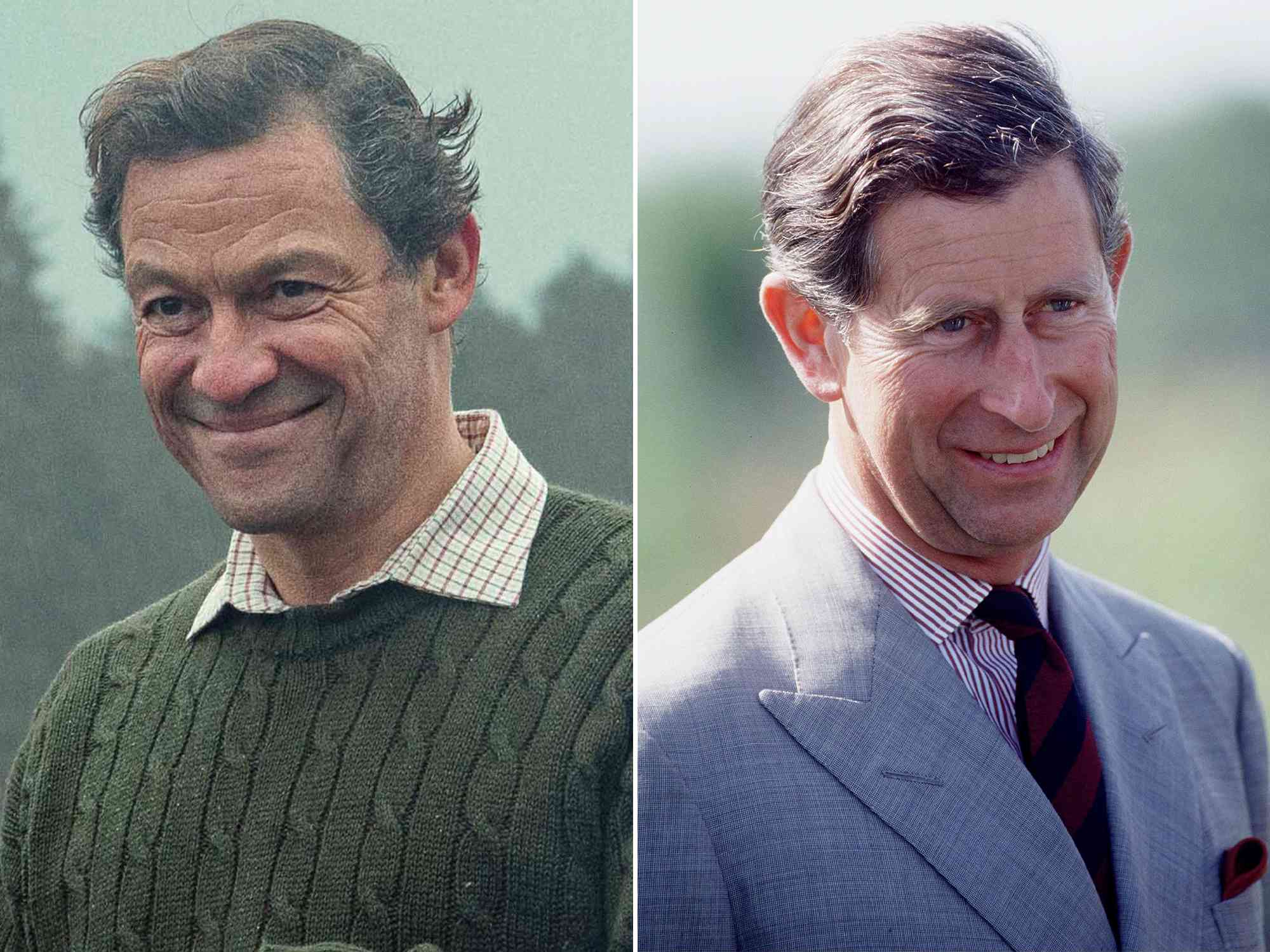 Dominic West as Prince Charles in 'The Crown' Season 6. ; Prince Charles At Yalding Organic Gardens In Kent.