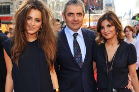 Lily Atkinson, actor Rowan Atkinson and Sunetra Sastry attend the "Johnny English Reborn"