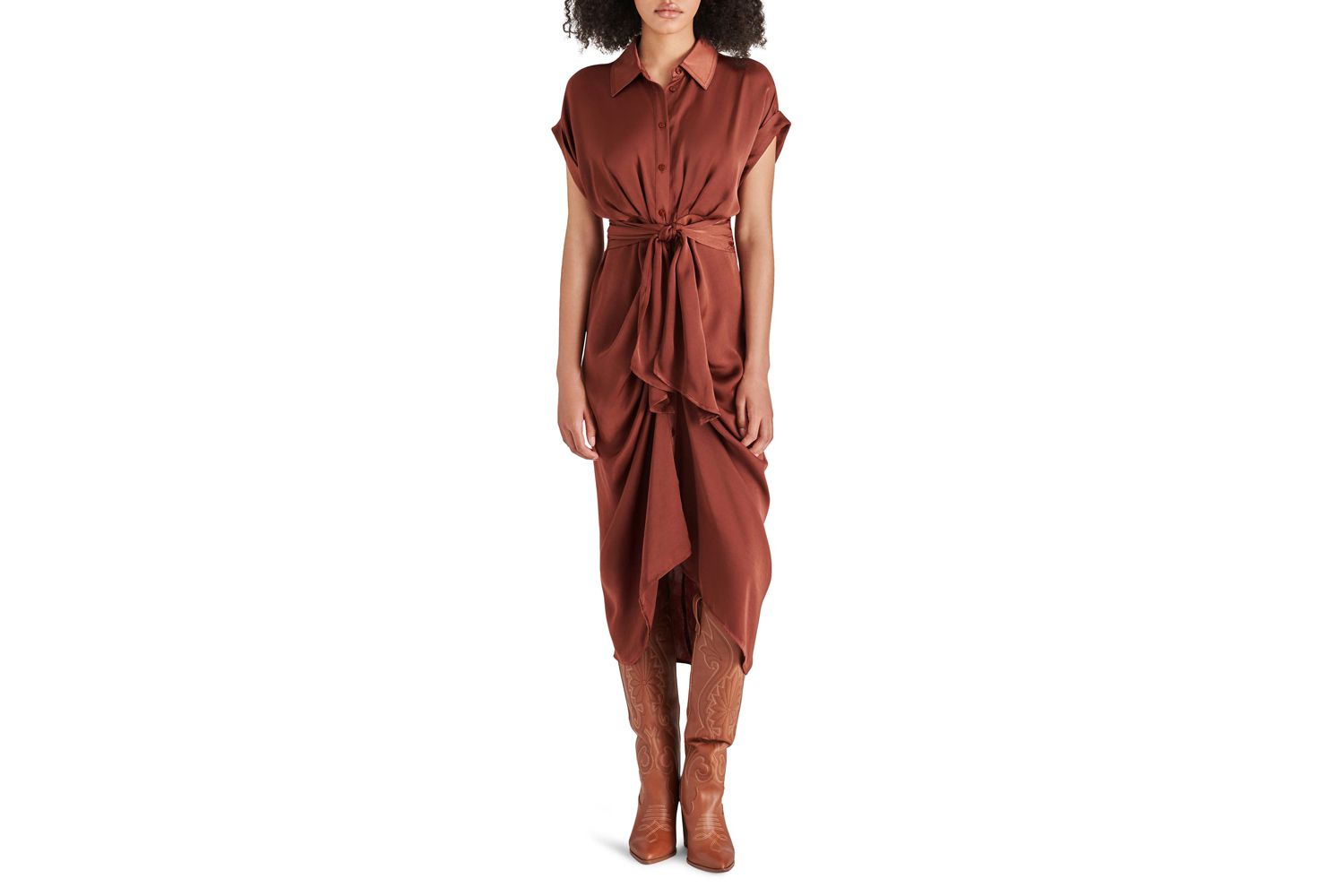 Tori Tie Waist Midi Shirtdress Steve Madden