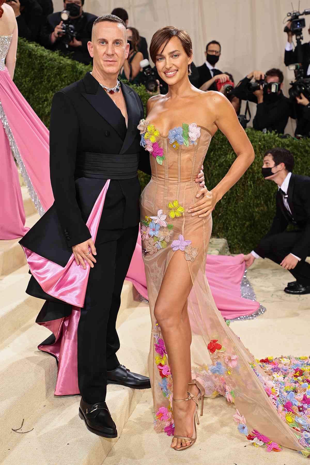 Jeremy Scott and Irina Shayk attend The 2021 Met Gala Celebrating In America: A Lexicon Of Fashion at Metropolitan Museum of Art on September 13, 2021 in New York City.