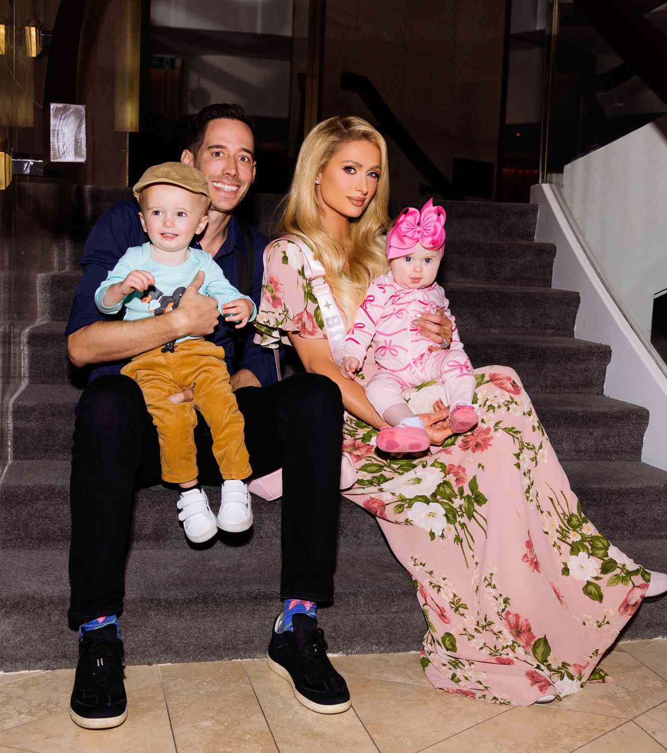 Paris Hilton Poses with Daughter London Outside the London Hilton