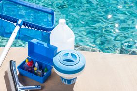 Equipment for testing the quality of pool water and cleaning a pool