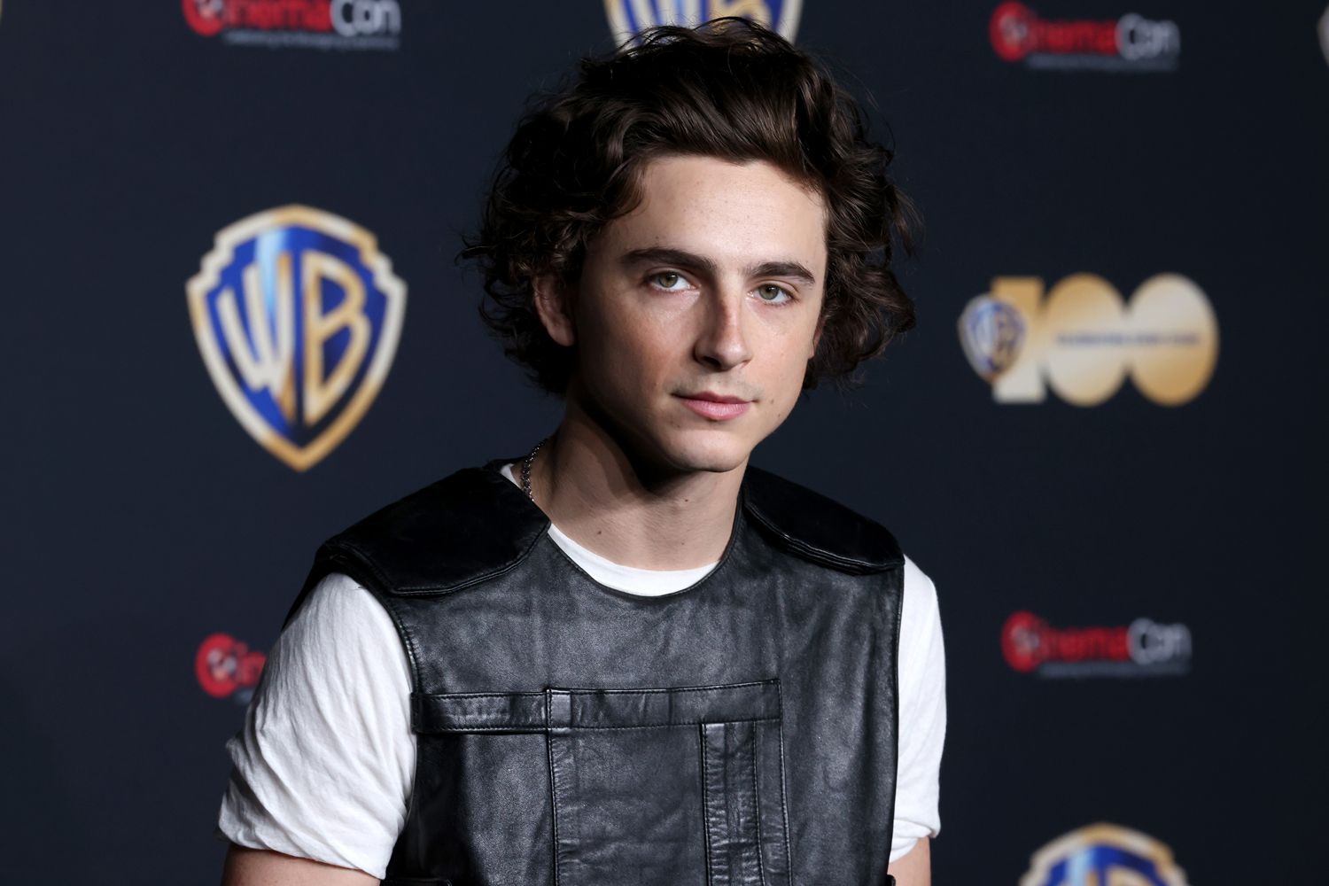 Timothee Chalamet poses for photos as he promotes the upcoming film "Dune: Part Two" during the Warner Bros. Pictures presentation at The Colosseum at Caesars Palace during CinemaCon