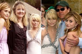 Mary-Kate Olsen and Ashley Olsen with their mom Jarnett at the ceremony honoring the twins with a star on the Hollywood Walk of Fame. ; Ashley and Mary-Kate Olsen pose with their father David at ceremony honoring the twins with a star on the Hollywood Walk of Fame on April 29, 2004 in Hollywood, California. 