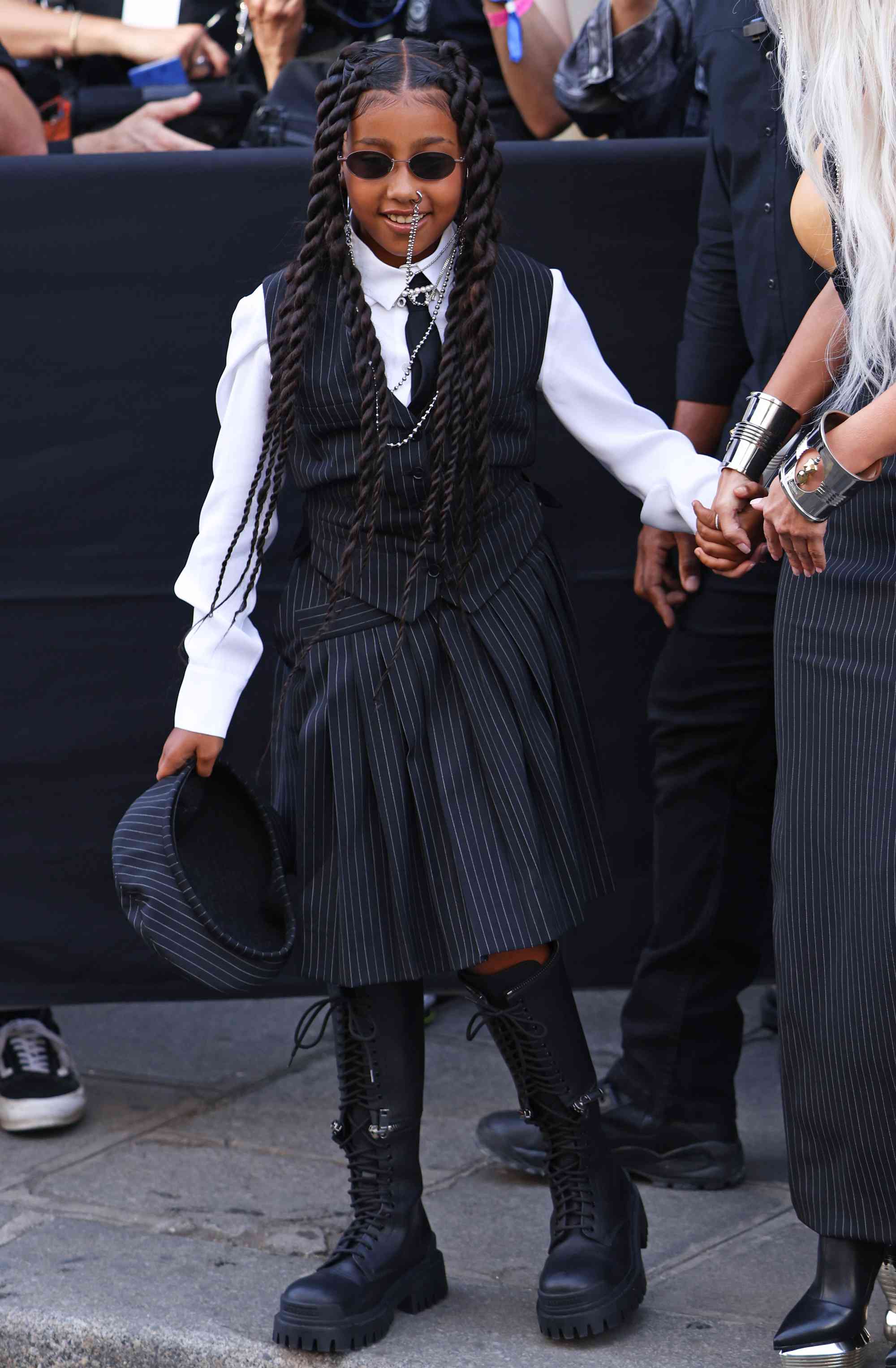 Kim Kardashian and North West attend the Jean Paul Gaultier Couture Fall Winter 2022 2023 show as part of Paris Fashion Week on July 06, 2022 in Paris, France.