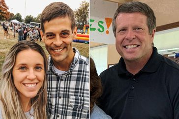 Jill Duggar + husband Derick Dillard and Jim Bob Duggar