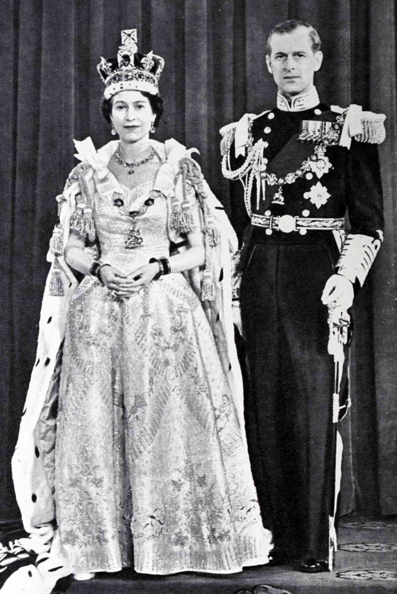 The coronation of Elizabeth II of the United Kingdom. took place on 2 June 1953 at Westminster Abbey. London. Queen Elizabeth II. with the Duke of Edinburgh. at Buckingham Palace shortly after their return from Westminster Abbey