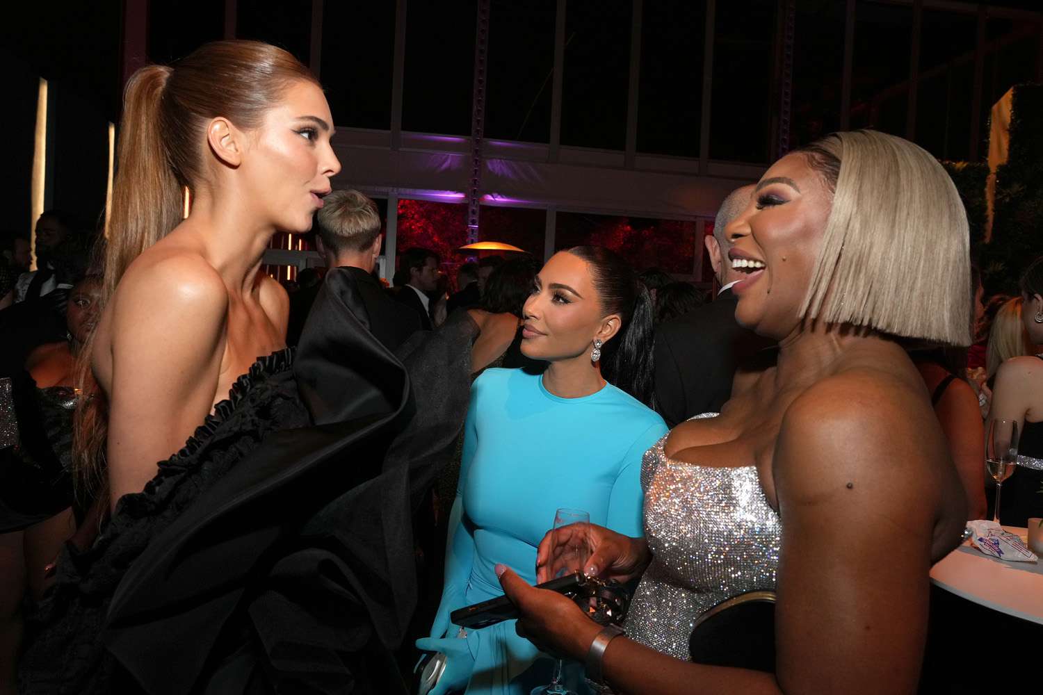 Kendall Jenner, Kim Kardashian and Serena Williams attend the 2022 Vanity Fair Oscar Party