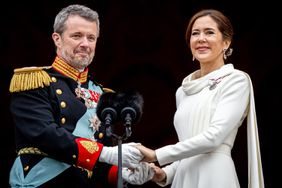 King Frederik X of Denmark and Queen Mary of Denmark stand on the balcony of Christiansborg Palace shortly after the proclamation of King Frederik X and HM Queen Mary of Denmark on January 14, 2024