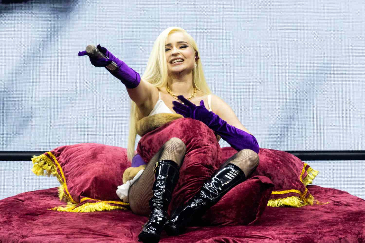 Kim Petras performs onstage during her sold-out show at The Brooklyn Mirage for 'Feed The Beast World Tour' on October 09, 2023 in Brooklyn, New York