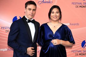 Louis Ducruet (L) and his wife Marie Chevallier (R) pose during the closing ceremony of the 63rd Monte-Carlo Television Festival in Monaco, on June 18, 2024