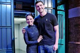 LATE NIGHT WITH SETH MEYERS -- Episode 826 -- Pictured: (l-r) Actress Julia Louis-Dreyfus and son Charlie Hall on April 16, 2019 -- (Photo by: Lloyd Bishop/NBCU Photo Bank/NBCUniversal via Getty Images via Getty Images)