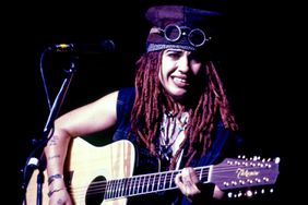 American singer-songwriter and musician Linda Perry, of the American rock band 4 Non-Blondes, performs on stage in Los Angeles, California, circa 1990.