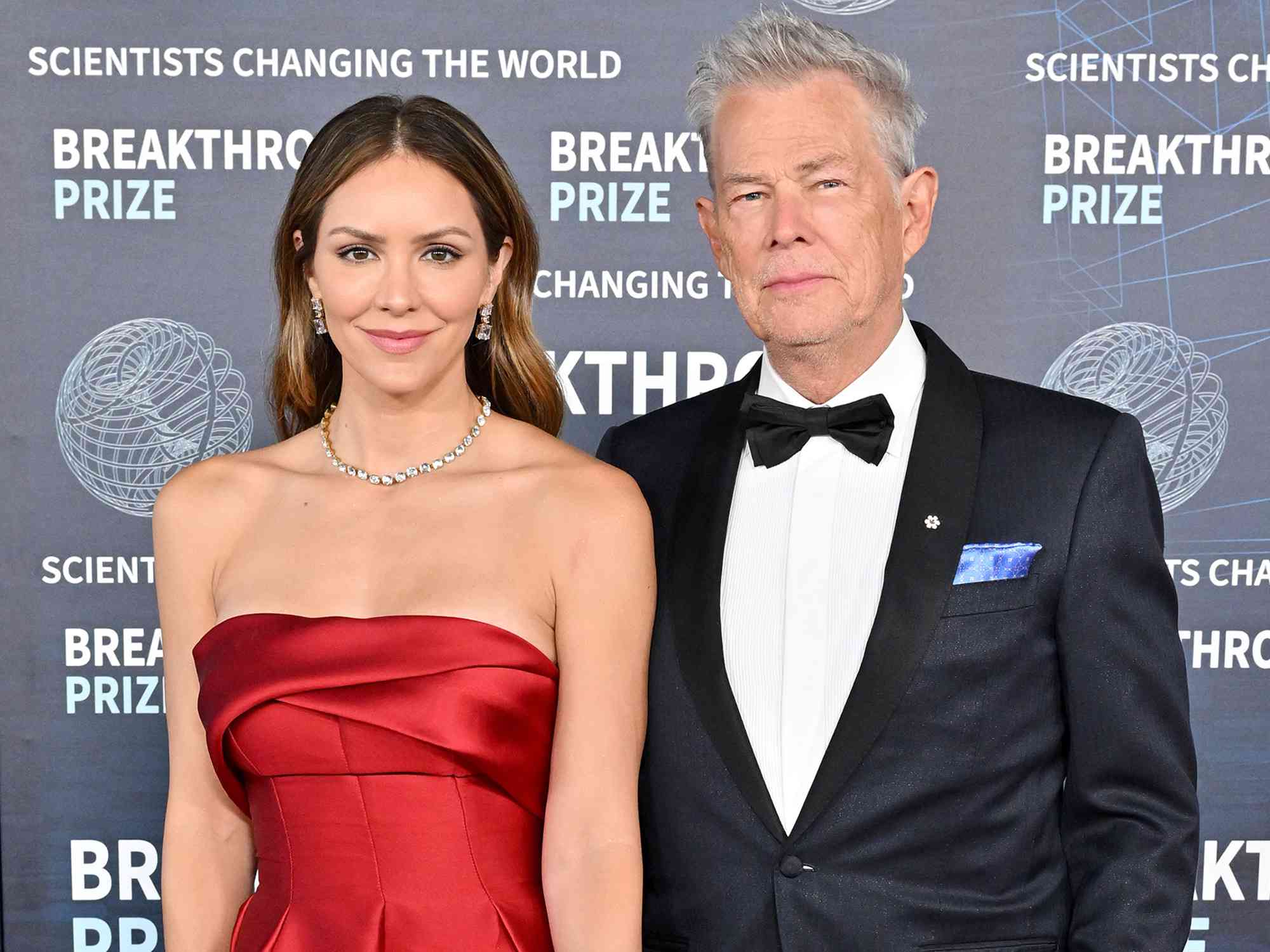 Katharine McPhee and David Foster attend the 9th Annual Breakthrough Prize Ceremony at Academy Museum of Motion Pictures on April 15, 2023