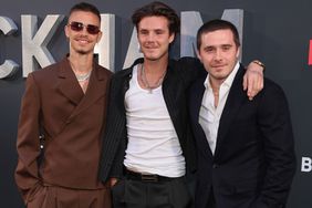 Romeo Beckham, Cruz Beckham and Brooklyn Beckham attend the Netflix 'Beckham' UK Premiere at The Curzon Mayfair on October 03, 2023 in London, England.