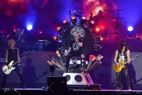 Duff McKagan, Axl Rose and Slash of Guns N' Roses performs onstage during day 2 of the 2016 Coachella Valley Music & Arts Festival Weekend 1 at the Empire Polo Club on April 16, 2016 in Indio, California.