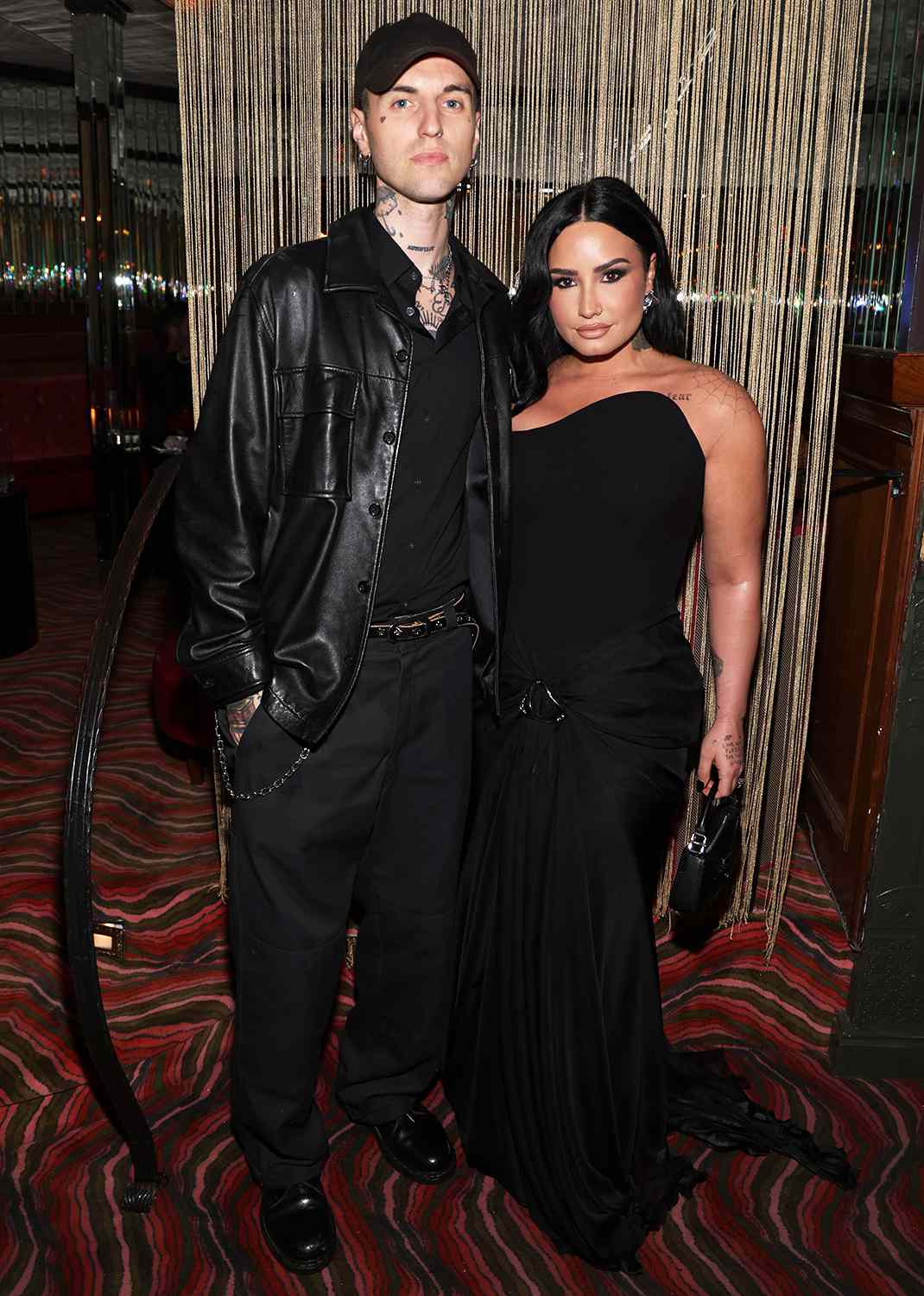 Jordan Lutes and Demi Lovato attend W Magazine, Mark Ronson, and Gucci's Grammy After-Party at Bar Marmont on February 4, 2024 in Los Angeles, California.