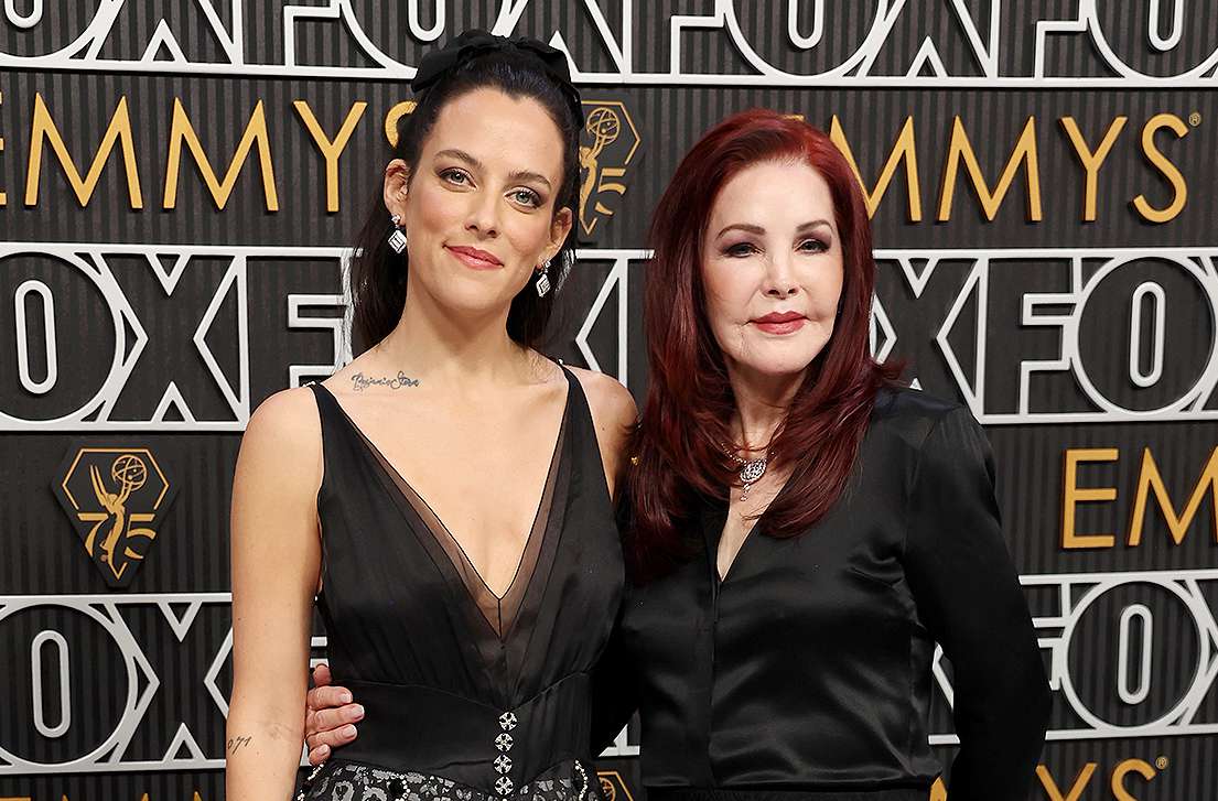 LOS ANGELES, CALIFORNIA - JANUARY 15: (L-R) Riley Keough and Priscilla Presley attends the 75th Primetime Emmy Awards at Peacock Theater on January 15, 2024 in Los Angeles, California.