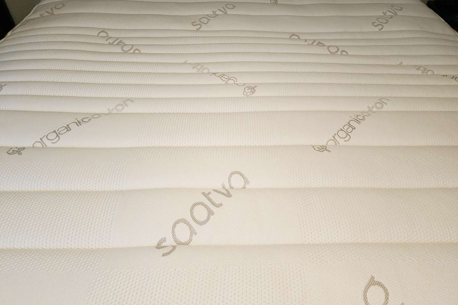 close-up shot of the Saatva Memory Foam Hybrid mattress