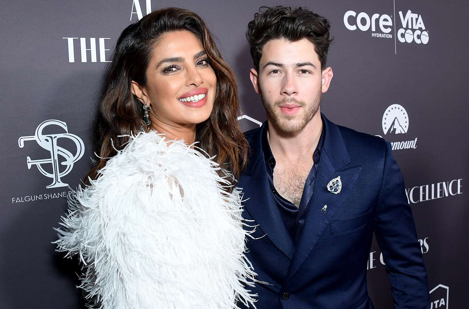 Priyanka Chopra Jonas and Nick Jonas attend the 2nd Annual South Asian Excellence Pre-Oscars Celebration