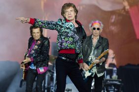Mick Jagger, Keith Richards, and Ronnie Wood from The Rolling Stones perform at Hippodrome de Longchamp