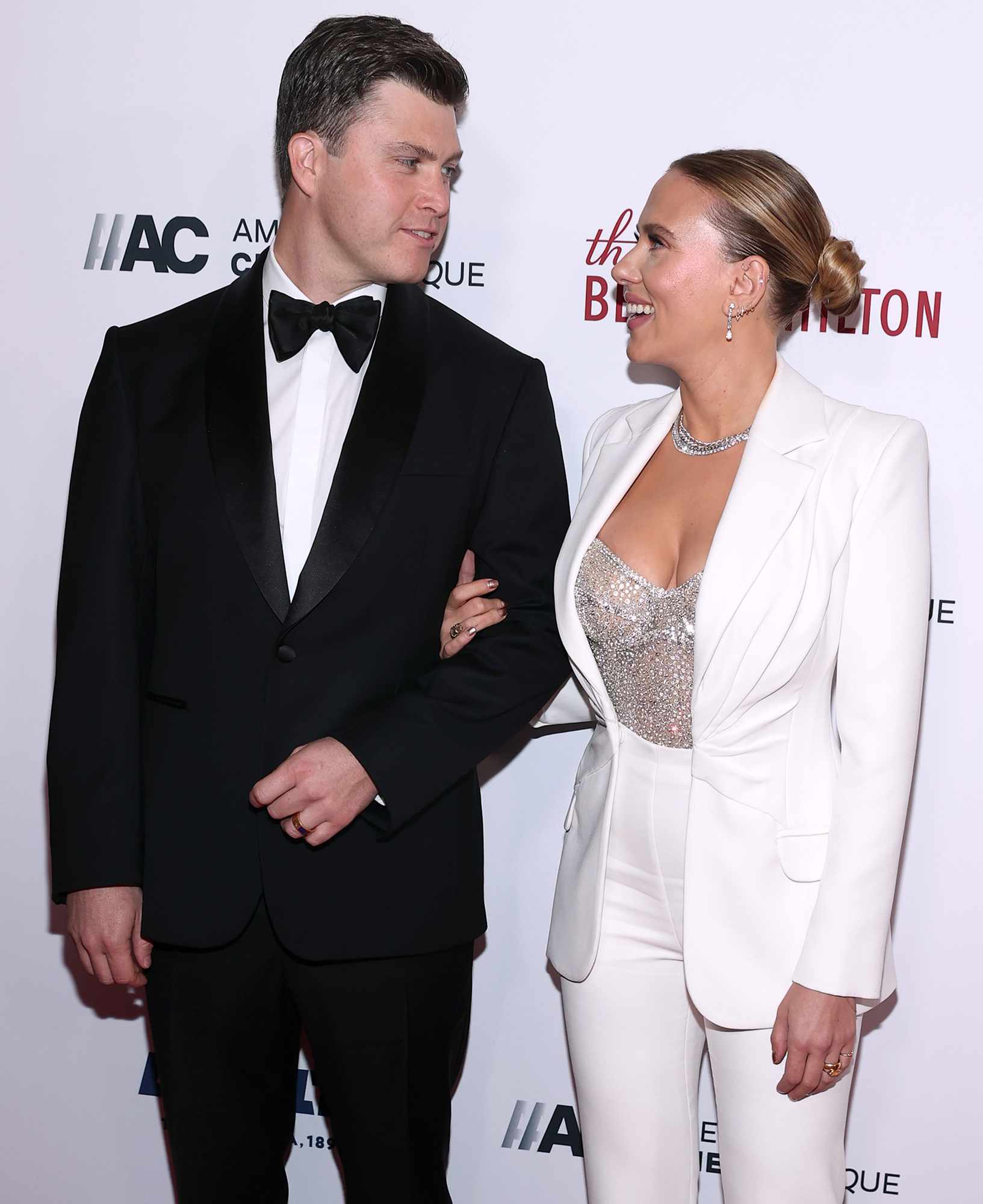 Colin Jost and Scarlett Johansson attend the 35th Annual American Cinematheque Awards Honoring Scarlett Johansson at The Beverly Hilton on November 18, 2021 in Beverly Hills, California