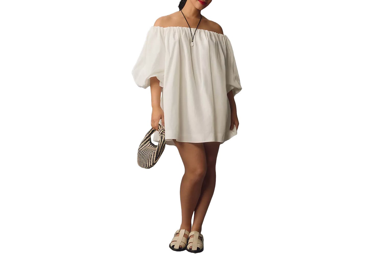 Mare Mare Puff-Sleeve Off-The-Shoulder Mini Dress