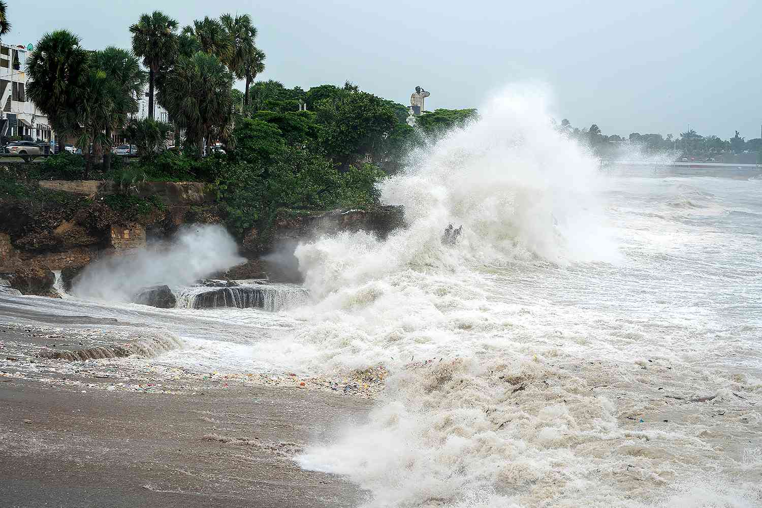 High tides are pictured after Hurricane Beryl in Santo Domingo on July 2, 2024. 
