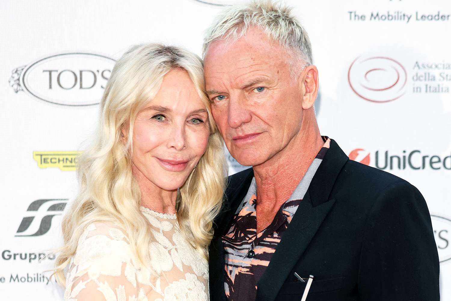 Trudie Styler and Sting attend the 64th "Globo d'Oro" Award at Accademia Tedesca Roma Villa Massimo on July 03, 2024 in Rome, Italy.