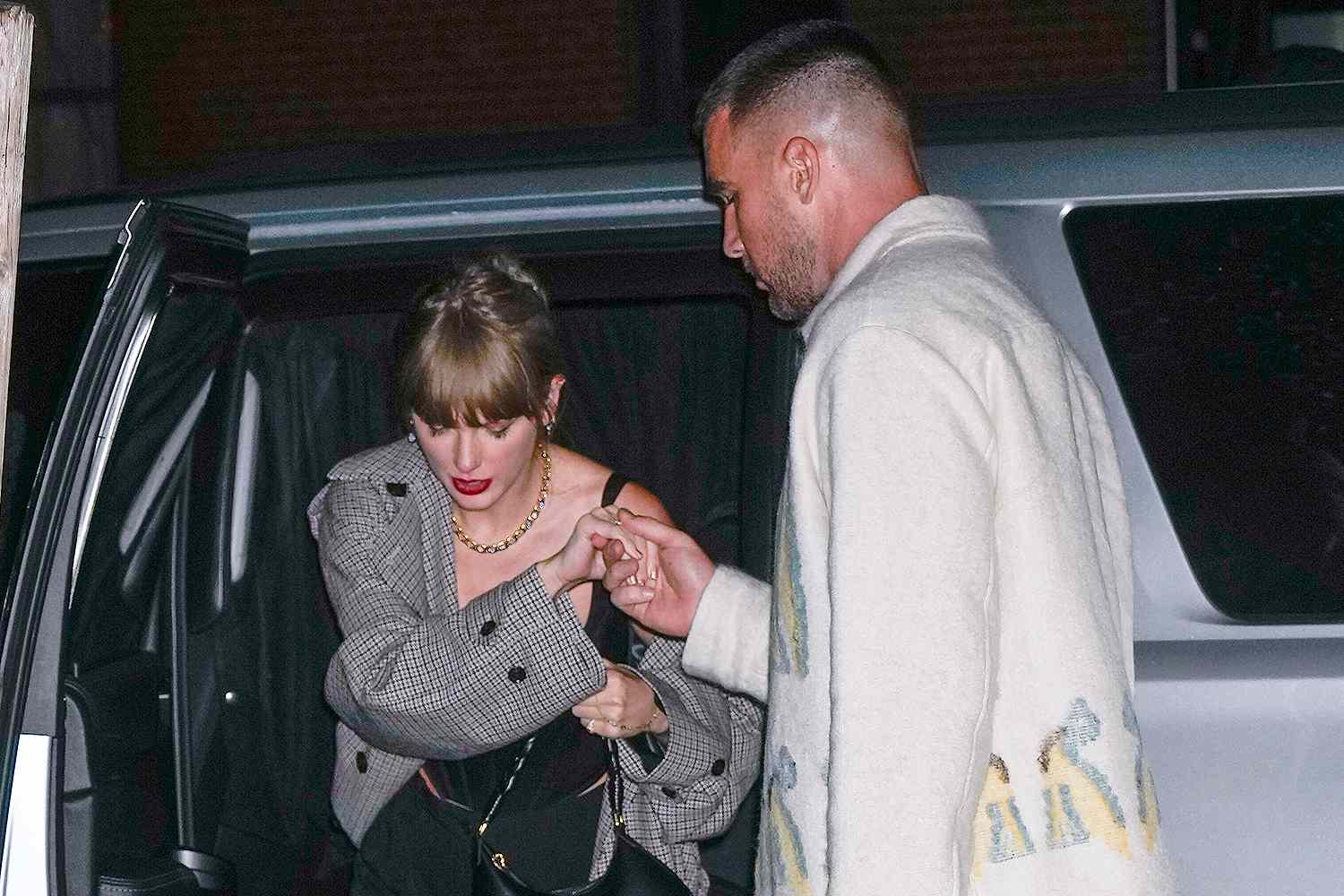 Travis Kelce and Taylor Swift arrive at SNL Afterparty